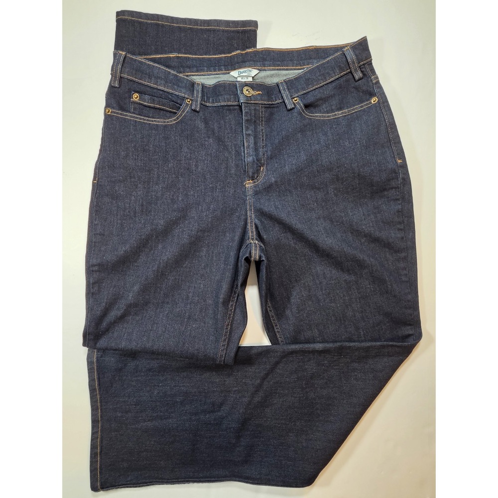 Duluth Jeans Women's 14 X 31 Dark Blue Flex Daily Denim Boot Cut Short‎ 40711